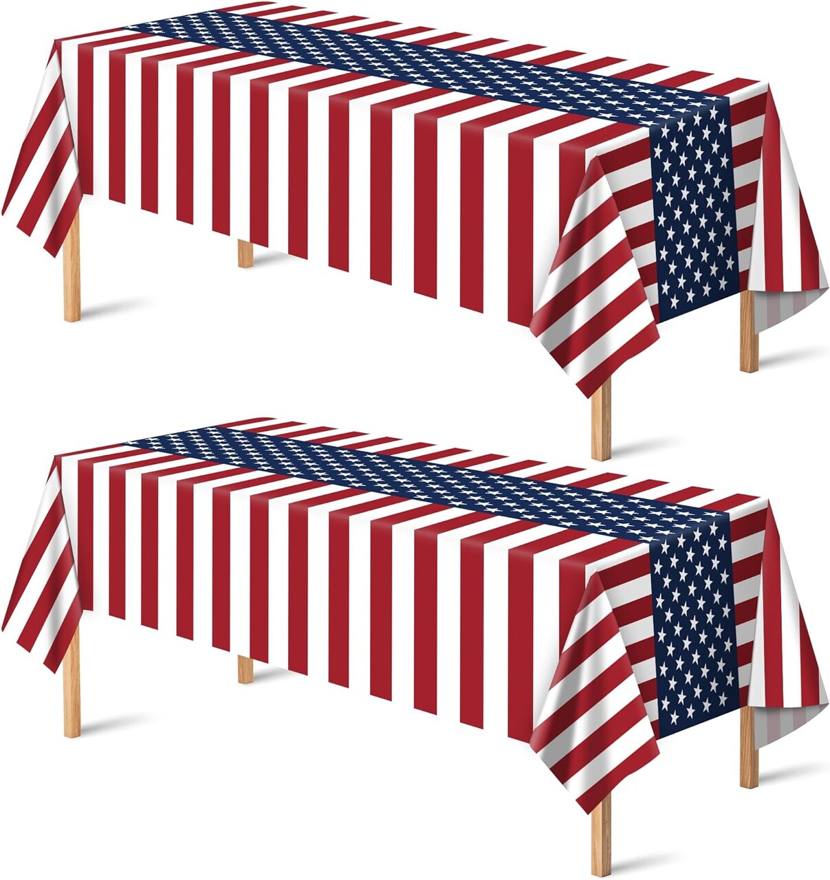 4th of July Table Cloths – 2 Pack Patriotic American Flag Plastic Table Covers, 54" x 108", 250th Anniversary Independence Day Decorations